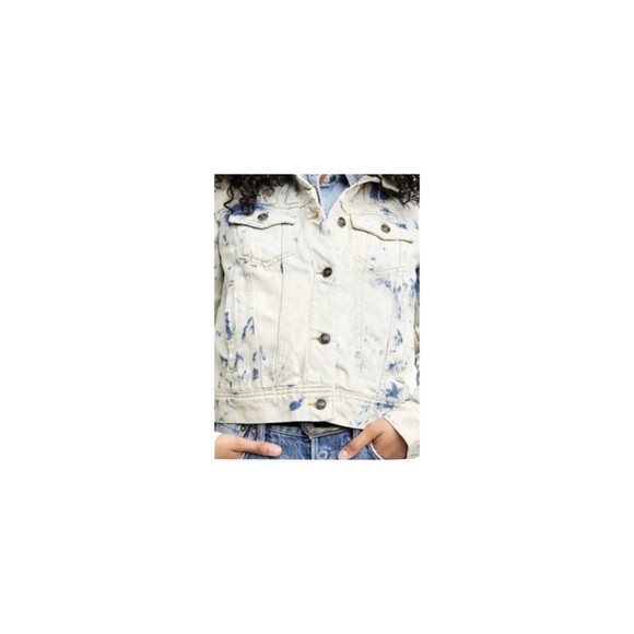 NWT Free People Rumors Jones Tie Dye Blue Denim Jean Jacket Size Medium NWT - Picture 9 of 12